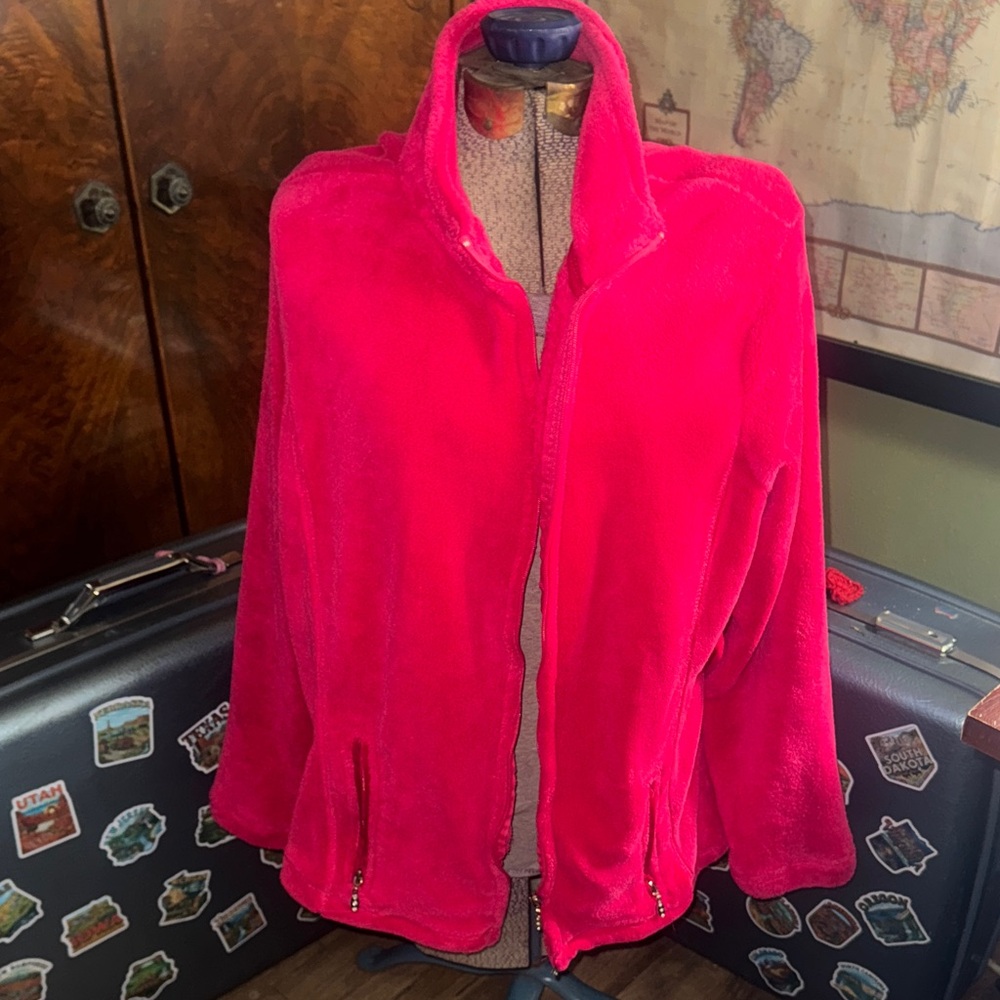 "French Laundry 2X Red Fleece Jacket - Super Soft & Warm!"